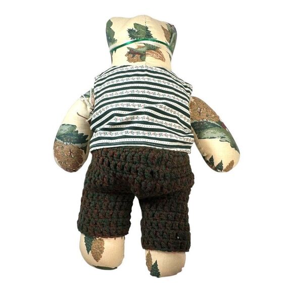 Handcrafted Sunshine Bears "Arnie" Plush Toy Leaves Forest Theme & Knit Shorts - Picture 4 of 8